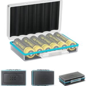 JJC 18650 Battery Case, Shockproof & Water-resistant Battery Storage Holder for 6 x 18650 Battery, PC Shell Easy to Carry